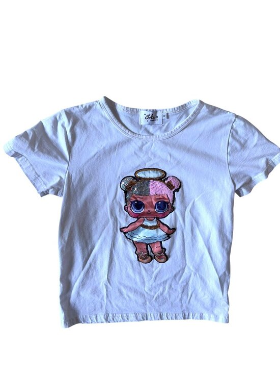 Lola And The Boys Other - Lola + The Boys White L.O.L. Surprise Doll Sequin Graphic T-Shirt Size 8